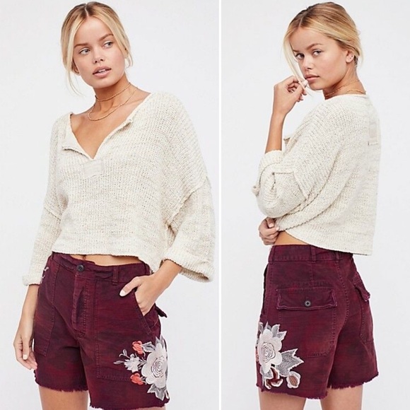 Free People Embroidered Scout Shorts Camo Floral - Picture 2 of 16